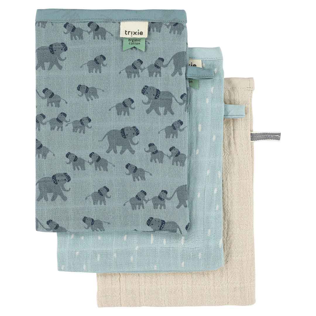 Manoplas muselina 3-pack mix - Enchanting Elephant